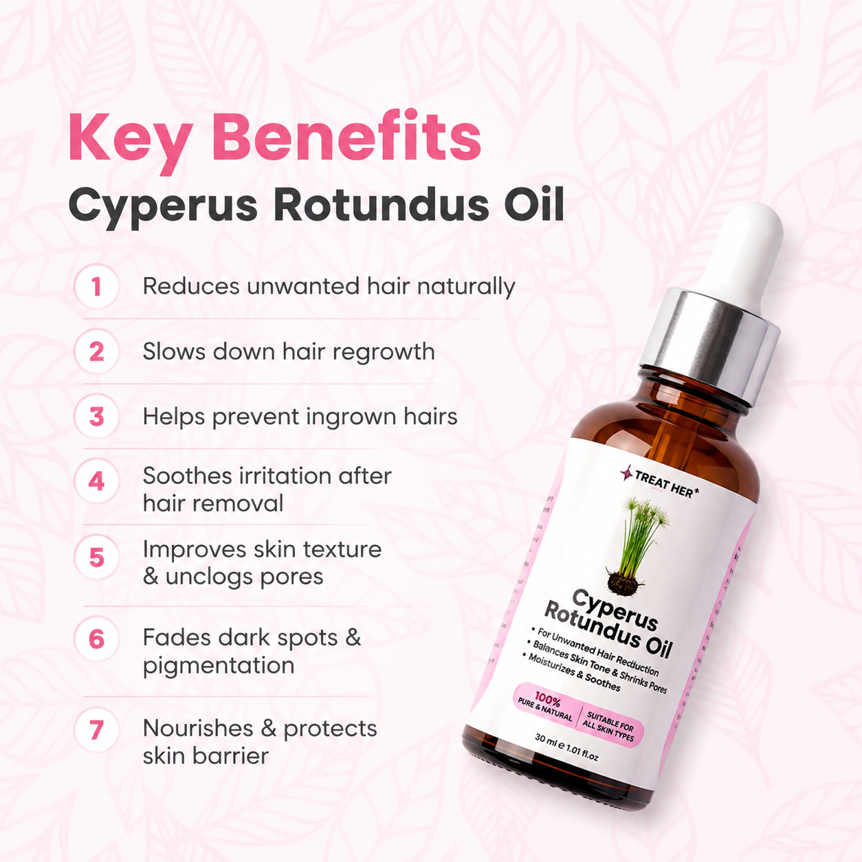 Cyperus Rotundus Oil for Hair Reduction